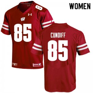 Women's Wisconsin Badgers NCAA #85 Clay Cundiff Red Authentic Under Armour Stitched College Football Jersey JW31S34RG
